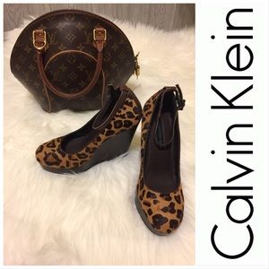 Calvin Klein animal print cheetah wedges size 6.5